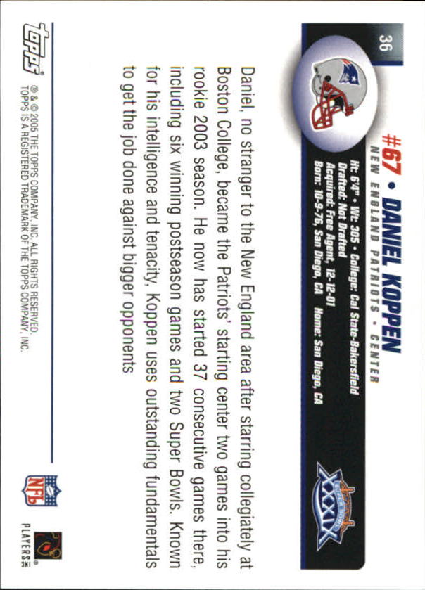 B5633- 2005 Patriots Topps Super Bowl Champions -You Pick- 15+ FREE US SHIP - Picture 73 of 111