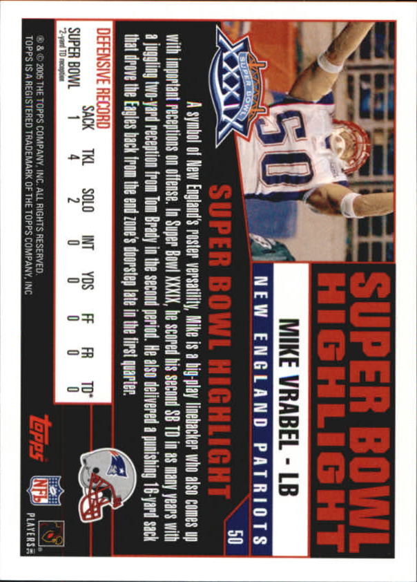 B5633- 2005 Patriots Topps Super Bowl Champions -You Pick- 15+ FREE US SHIP - Picture 101 of 111