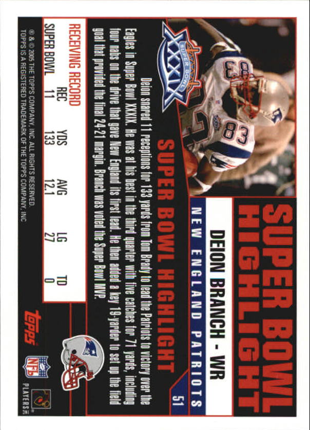 B5633- 2005 Patriots Topps Super Bowl Champions -You Pick- 15+ FREE US SHIP - Picture 103 of 111