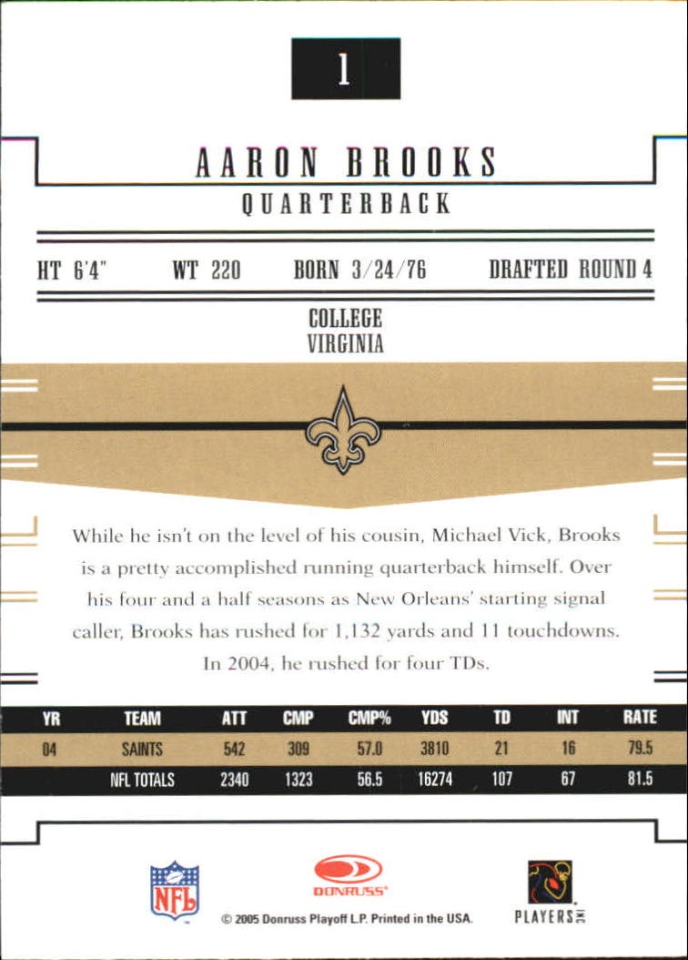 2005 Donruss Gridiron Gear #1 Aaron Brooks back image