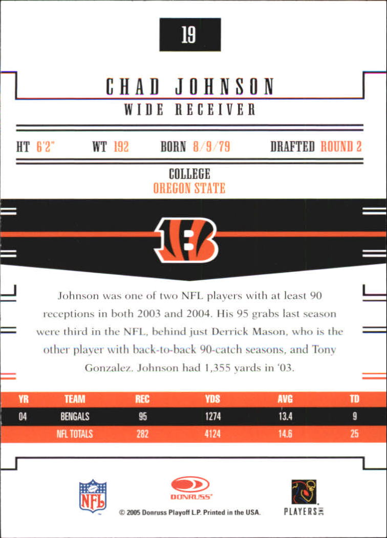 2005 Donruss Gridiron Gear #19 Chad Johnson back image