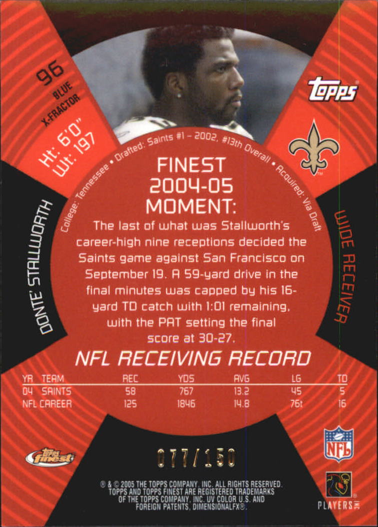 2005 Finest Blue Xfractors #96 Donte Stallworth