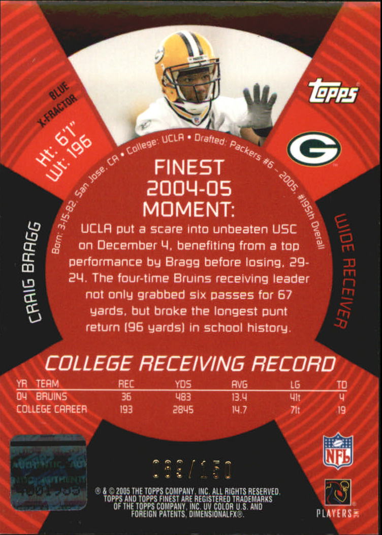 2005 Finest Blue Xfractors #180 Craig Bragg AU