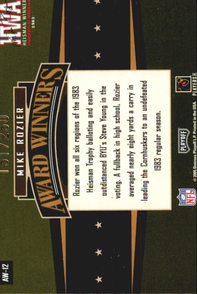 2005 Playoff Honors Award Winners Foil #AW12 Mike Rozier back image
