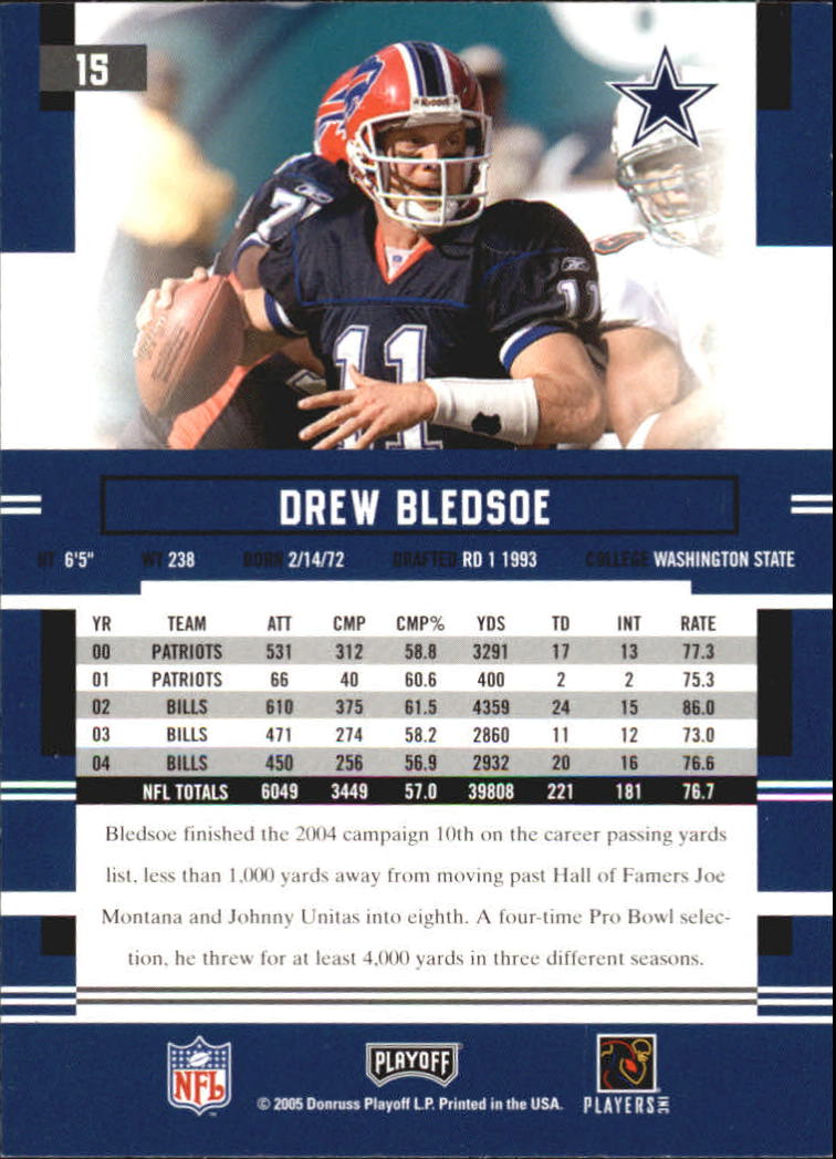 2005 Playoff Prestige #15 Drew Bledsoe back image