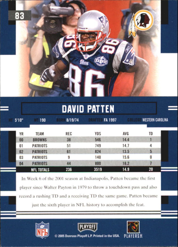 2005 Playoff Prestige #83 David Patten back image