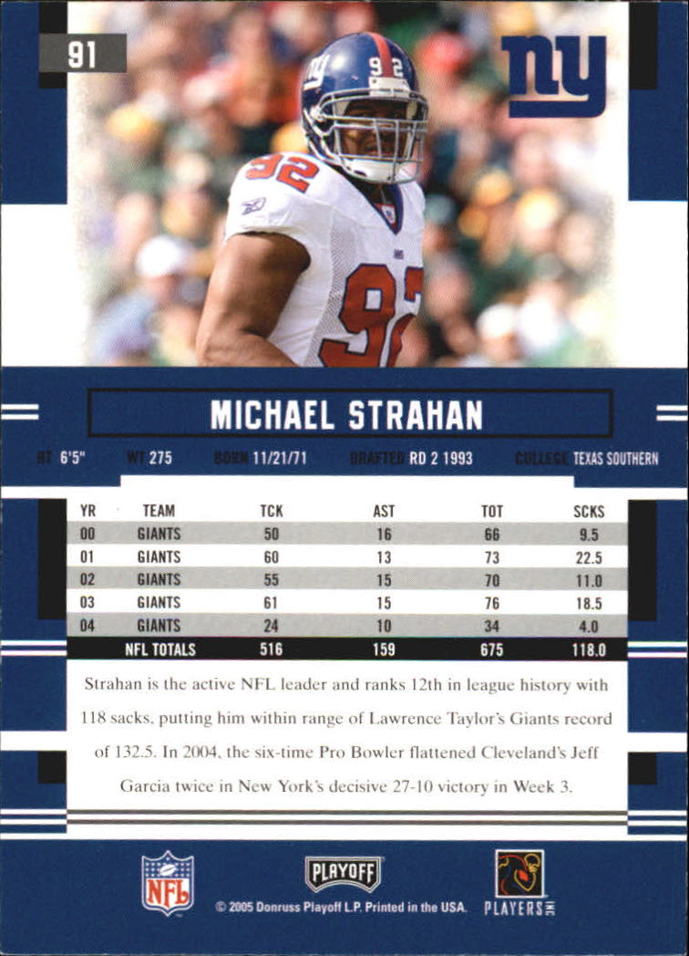 2005 Playoff Prestige #91 Michael Strahan back image
