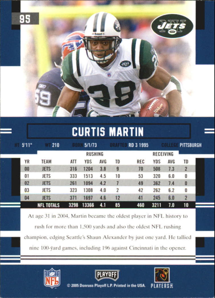 2005 Playoff Prestige #95 Curtis Martin back image