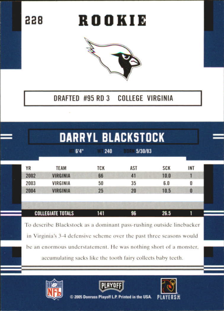 2005 Playoff Prestige #228 Darryl Blackstock RC back image