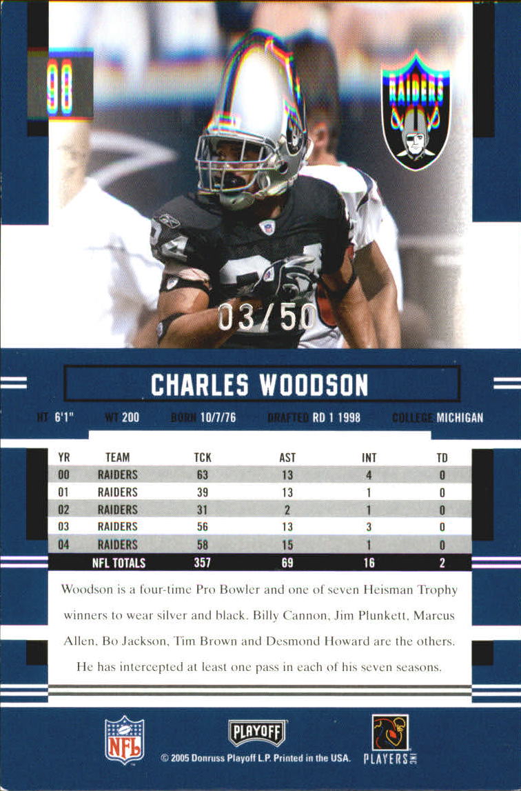 2005 Playoff Prestige Xtra Points Green #98 Charles Woodson back image