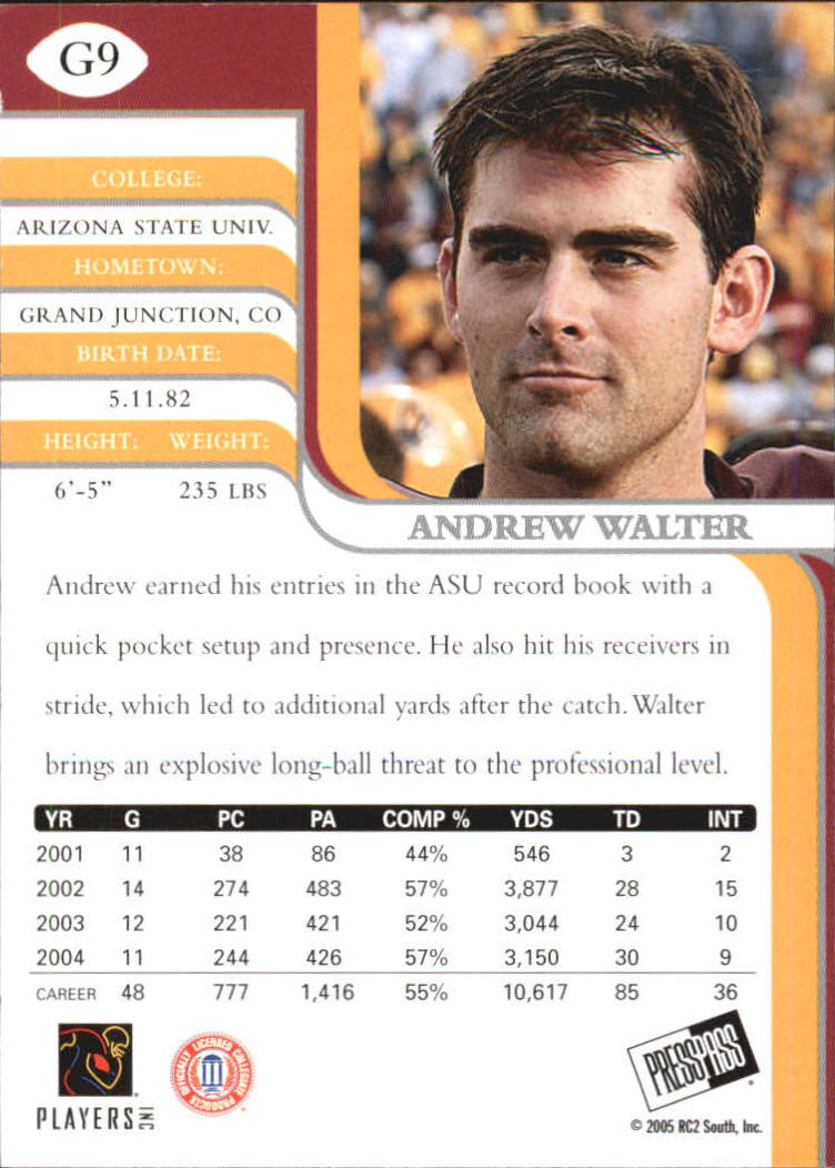 2005 Press Pass SE Gold #9 Andrew Walter back image