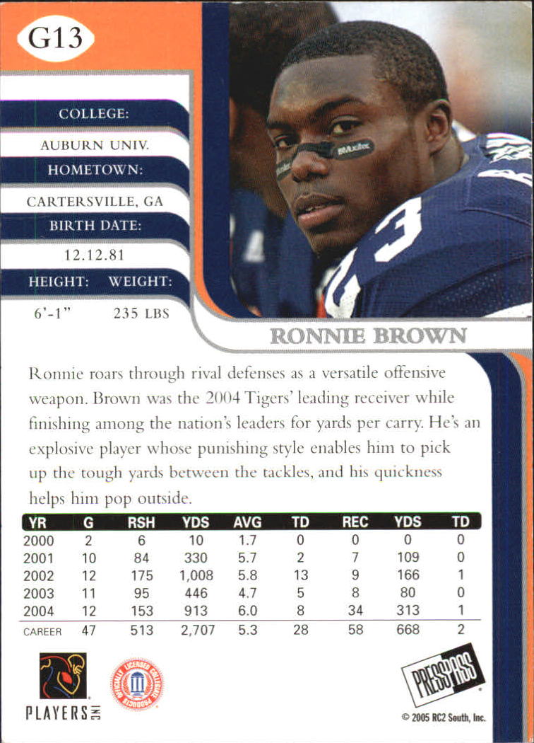 2005 Press Pass SE Gold #13 Ronnie Brown back image