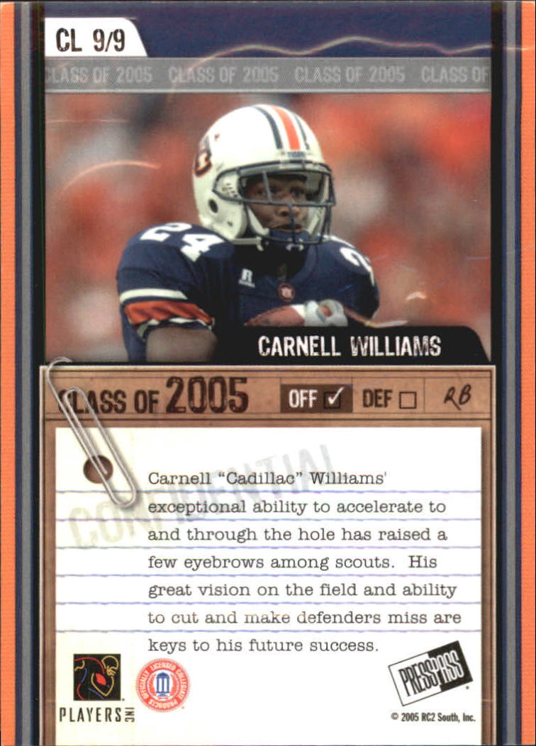 2005 Press Pass SE Class of 2005 #CL9 Cadillac Williams back image