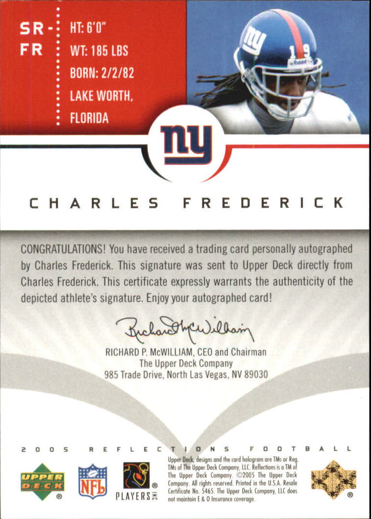 2005 Reflections Signature Reflections Red #SRFR Charles Frederick back image