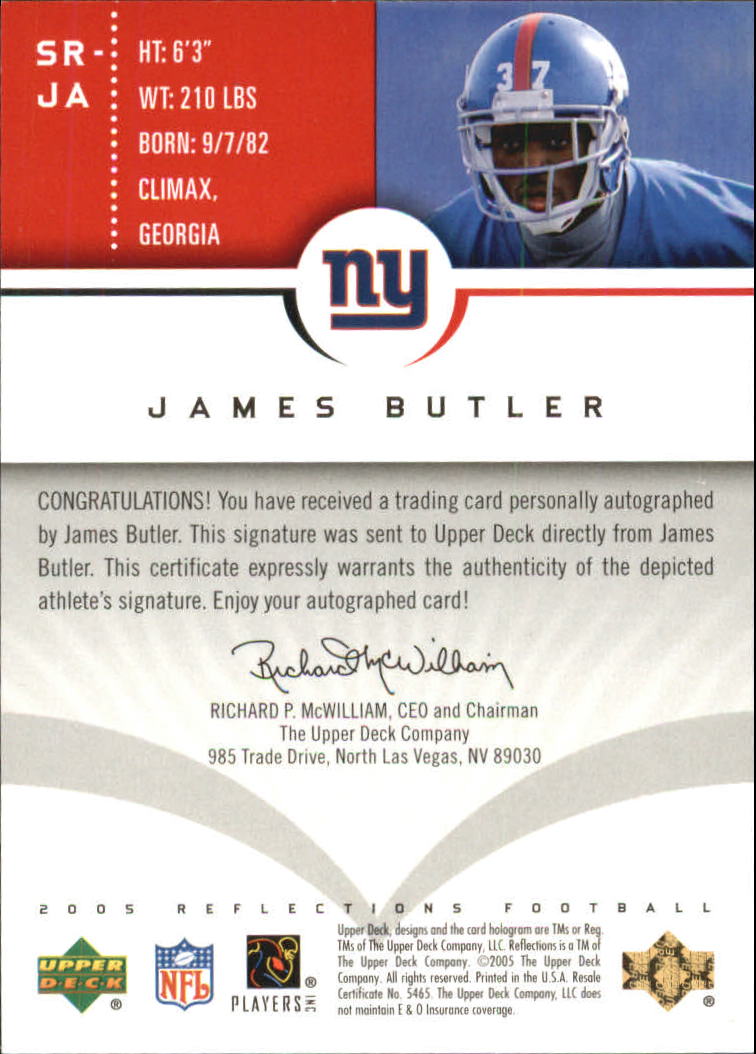 2005 Reflections Signature Reflections Red #SRJA James Butler back image
