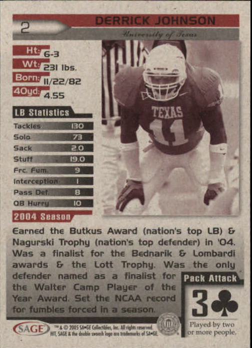2005 Sage HIT Football "Main Set" Base Cards - Picture 5 of 101