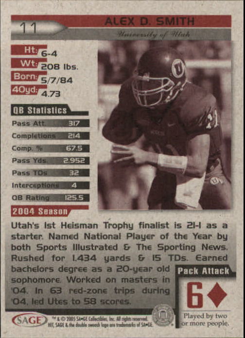 2005 Sage HIT Football "Main Set" Base Cards - Picture 23 of 101