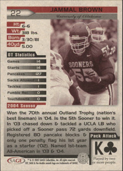 2005 Sage HIT Football "Main Set" Base Cards - Picture 45 of 101
