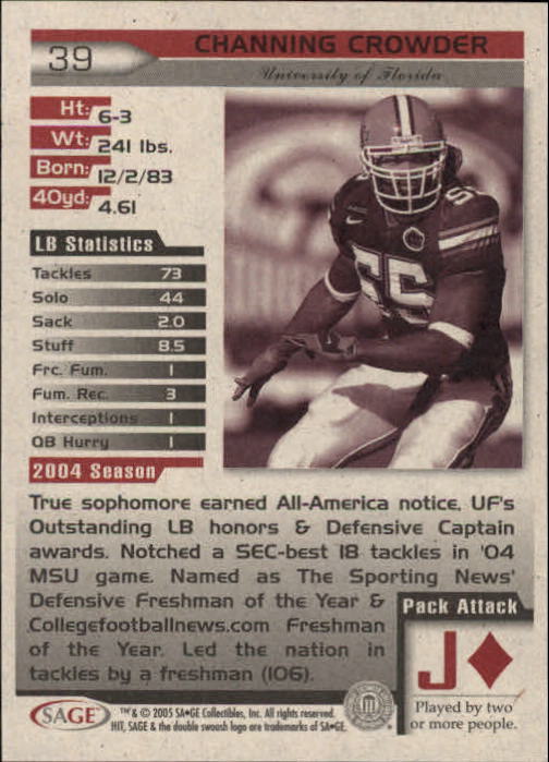 2005 Sage HIT Football "Main Set" Base Cards - Picture 79 of 101