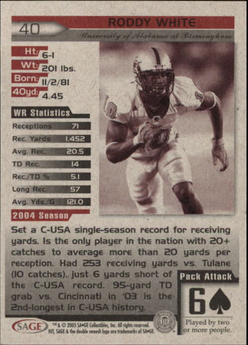 2005 Sage HIT Football "Main Set" Base Cards - Picture 81 of 101