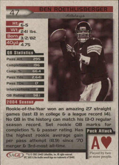 2005 Sage HIT Football "Main Set" Base Cards - Picture 95 of 101