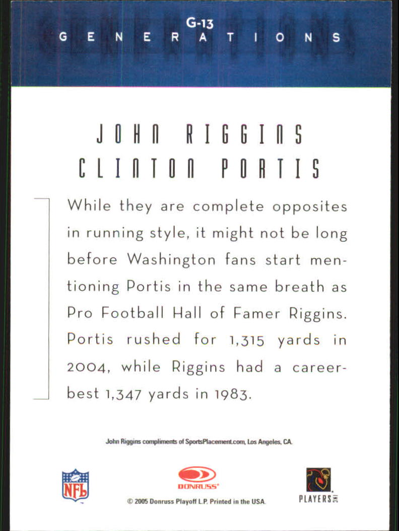 2005 Throwback Threads Generations #13 John Riggins/Clinton Portis back image