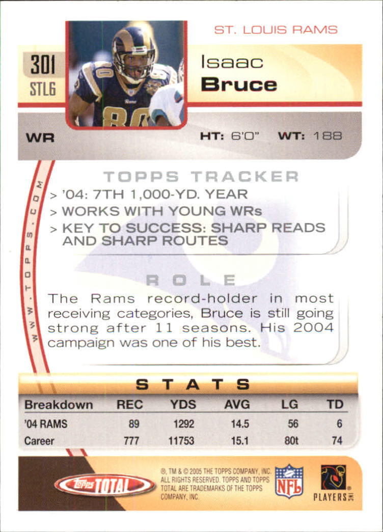2005 Topps Total Silver #301 Isaac Bruce back image