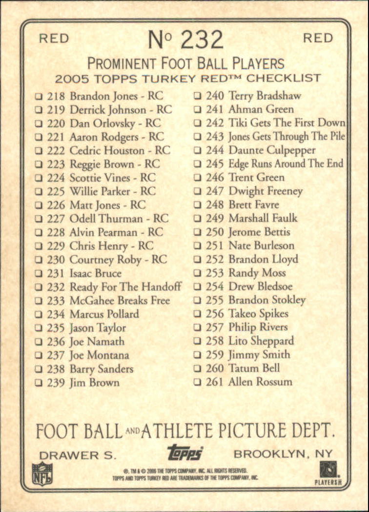 2005 Topps Turkey Red Football Red Parallel Singles - You Choose - Picture 160 of 192