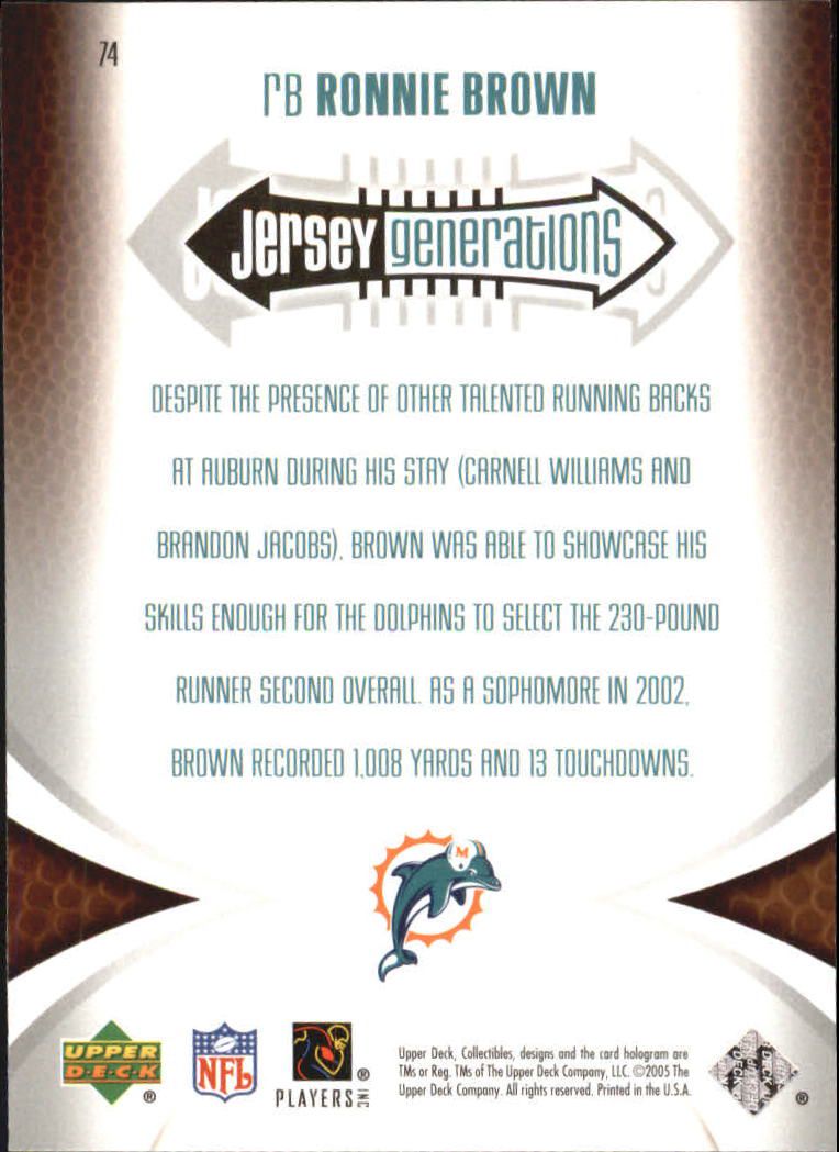 2005 UD Mini Jersey Collection #74 Ronnie Brown RC back image