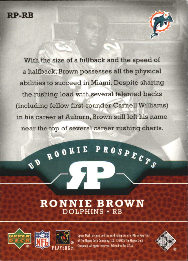 2005 Upper Deck Rookie Prospects #RPRB Ronnie Brown back image