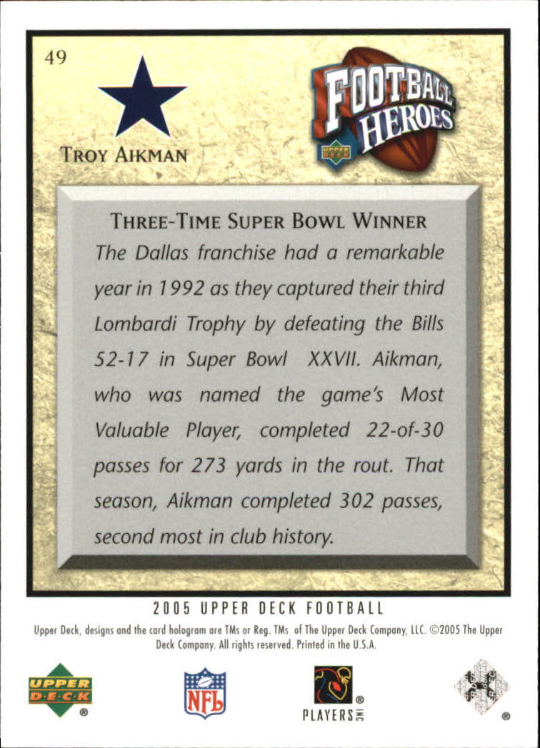 2005 Upper Deck Football "Insert" Cards - Picture 49 of 51