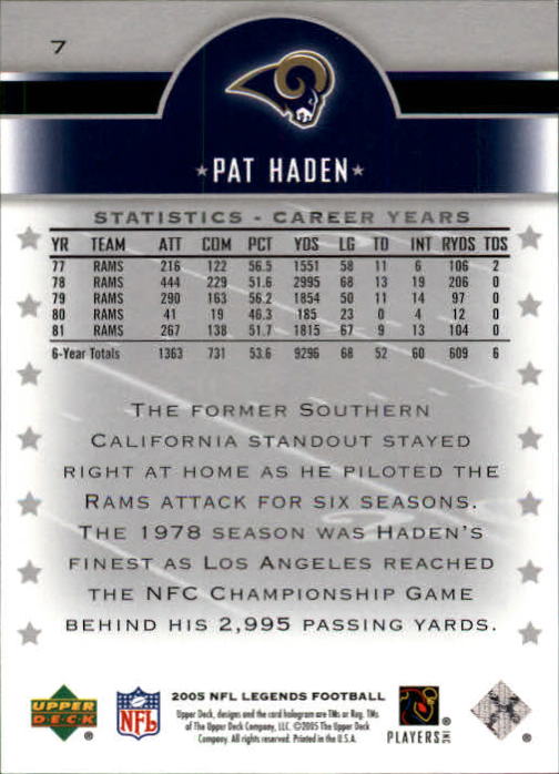 2005 Upper Deck Legends Football "Main Set" Cards #1 to #190 - Picture 15 of 211