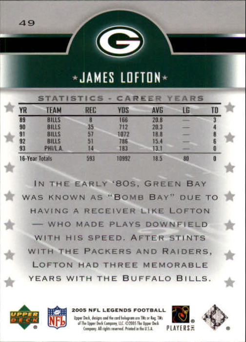2005 Upper Deck Legends Football "Main Set" Cards #1 to #190 - Picture 97 of 211