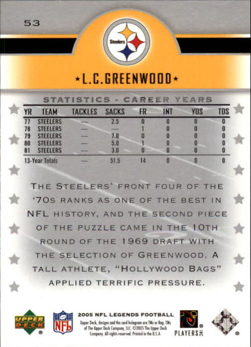 2005 Upper Deck Legends Football "Main Set" Cards #1 to #190 - Picture 105 of 211