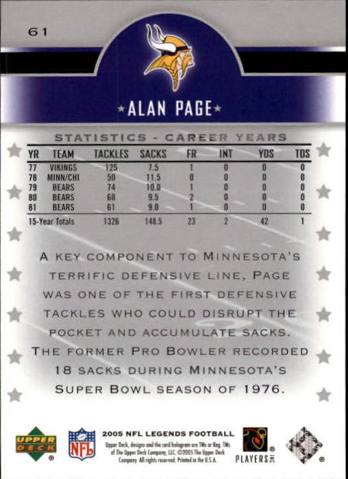 2005 Upper Deck Legends Football "Main Set" Cards #1 to #190 - Picture 121 of 211