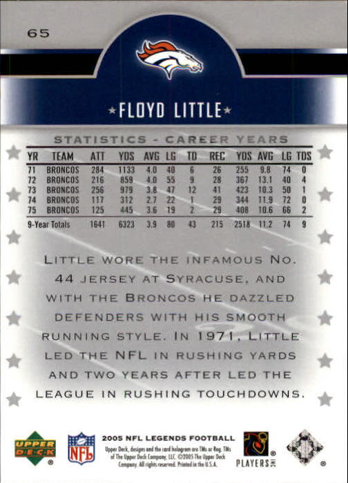 2005 Upper Deck Legends Football "Main Set" Cards #1 to #190 - Picture 129 of 211