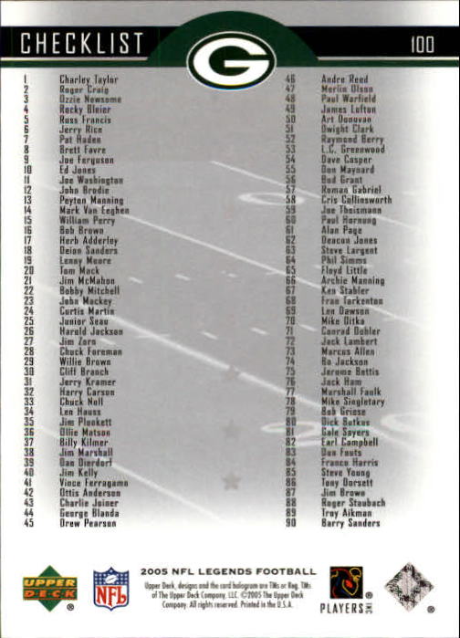 2005 Upper Deck Legends Football "Main Set" Cards #1 to #190 - Picture 187 of 211