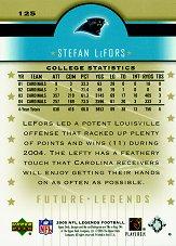 2005 Upper Deck Legends #125 Stefan LeFors RC back image