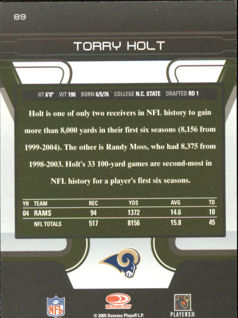 2005 Zenith Museum Collection #89 Torry Holt back image