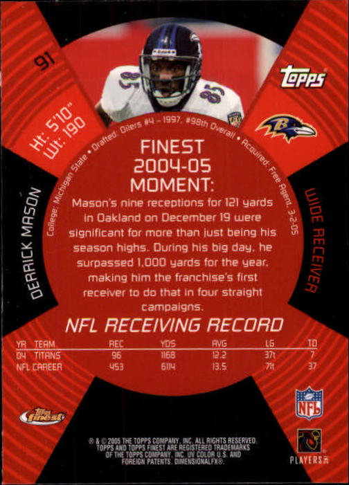 B3606- 2005 Finest Football Card #s 1-183 +Inserts -You Pick- 15+ FREE US SHIP - Picture 153 of 234