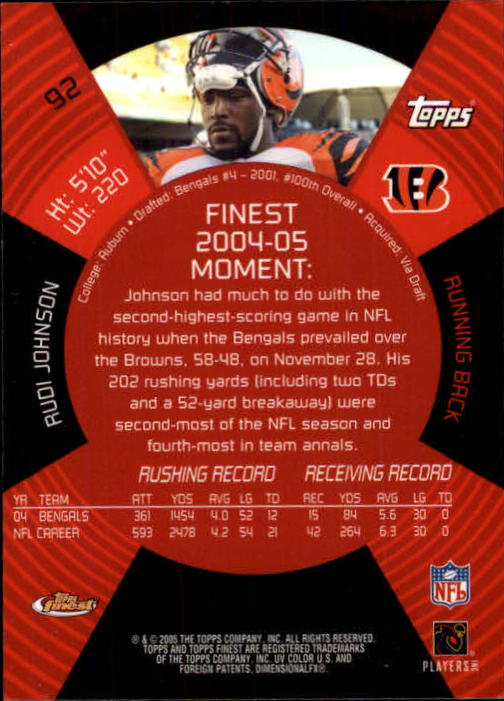 B3606- 2005 Finest Football Card #s 1-183 +Inserts -You Pick- 15+ FREE US SHIP - Picture 155 of 234