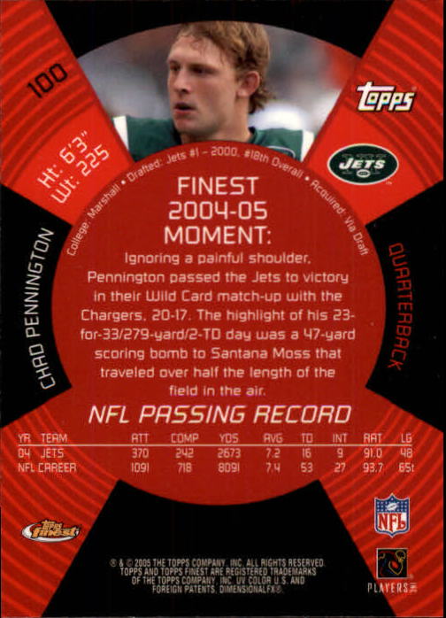 B3606- 2005 Finest Football Card #s 1-183 +Inserts -You Pick- 15+ FREE US SHIP - Picture 169 of 234