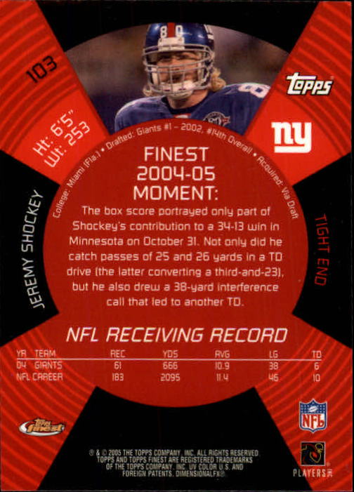 B3606- 2005 Finest Football Card #s 1-183 +Inserts -You Pick- 15+ FREE US SHIP - Picture 175 of 234