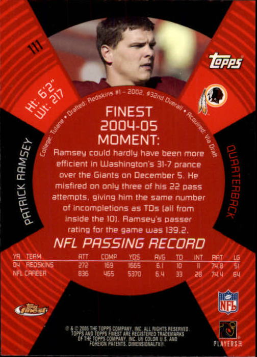 B3606- 2005 Finest Football Card #s 1-183 +Inserts -You Pick- 15+ FREE US SHIP - Picture 183 of 234