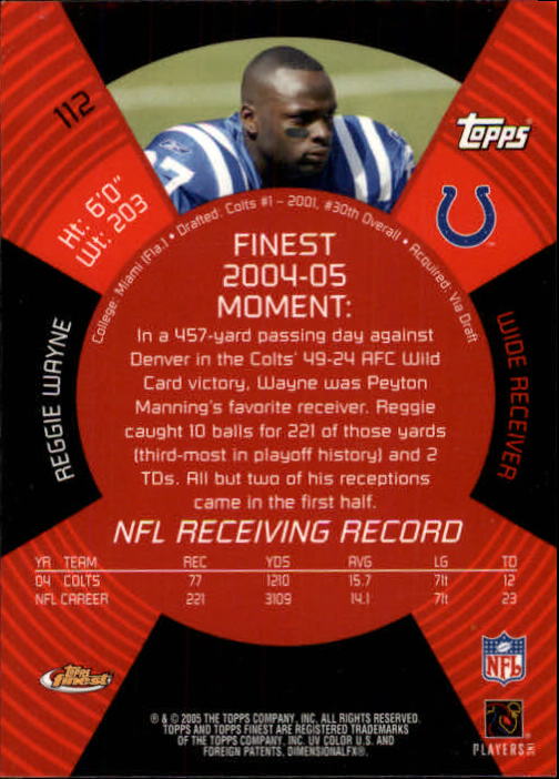 B3606- 2005 Finest Football Card #s 1-183 +Inserts -You Pick- 15+ FREE US SHIP - Picture 185 of 234