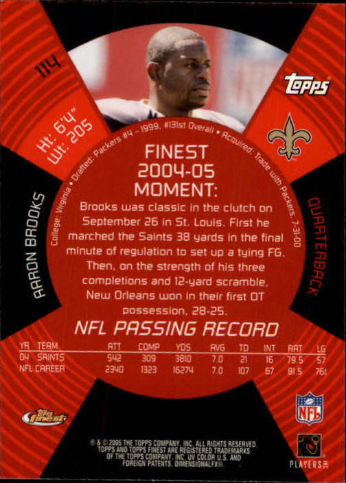 B3606- 2005 Finest Football Card #s 1-183 +Inserts -You Pick- 15+ FREE US SHIP - Picture 189 of 234