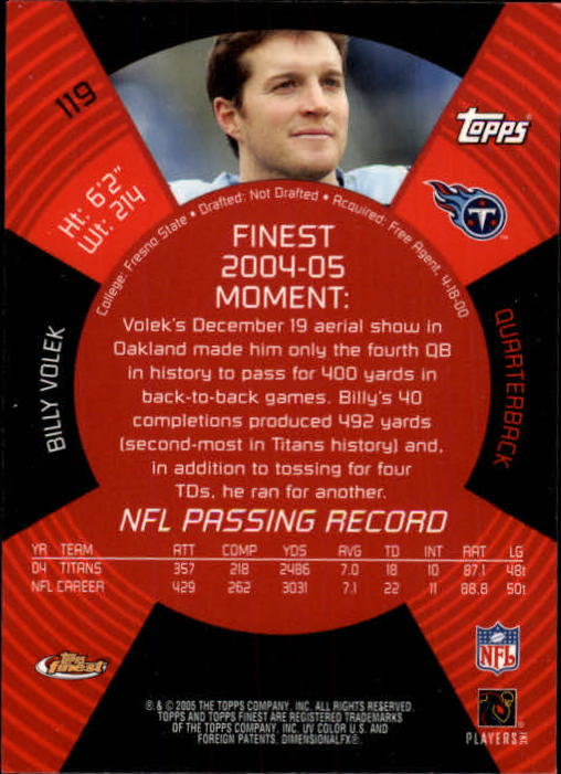 B3606- 2005 Finest Football Card #s 1-183 +Inserts -You Pick- 15+ FREE US SHIP - Picture 199 of 234
