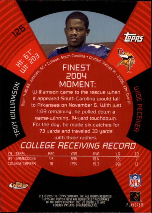 2005 Finest Football (Pick Card From List) C148 07-24 - Picture 113 of 143