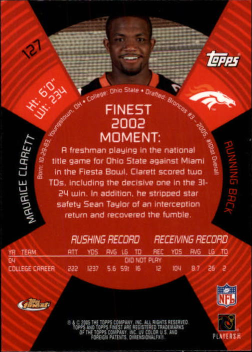B3606- 2005 Finest Football Card #s 1-183 +Inserts -You Pick- 15+ FREE US SHIP - Picture 207 of 234
