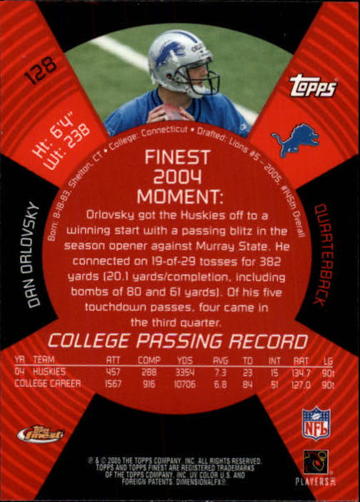 B3606- 2005 Finest Football Card #s 1-183 +Inserts -You Pick- 15+ FREE US SHIP - Picture 209 of 234